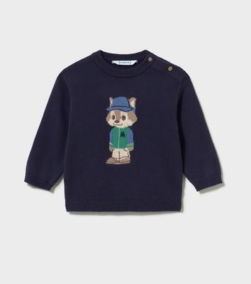 Baby Boys Blue Fox Intarsia Jumper | 2377