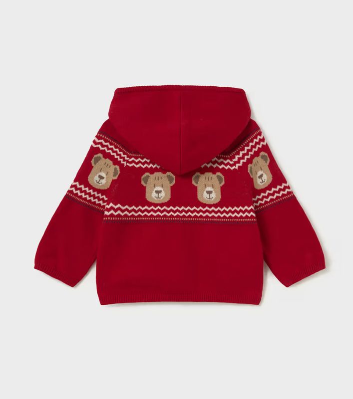 Baby Boys Red Bears Knitted Zipper Hoodie | 2380