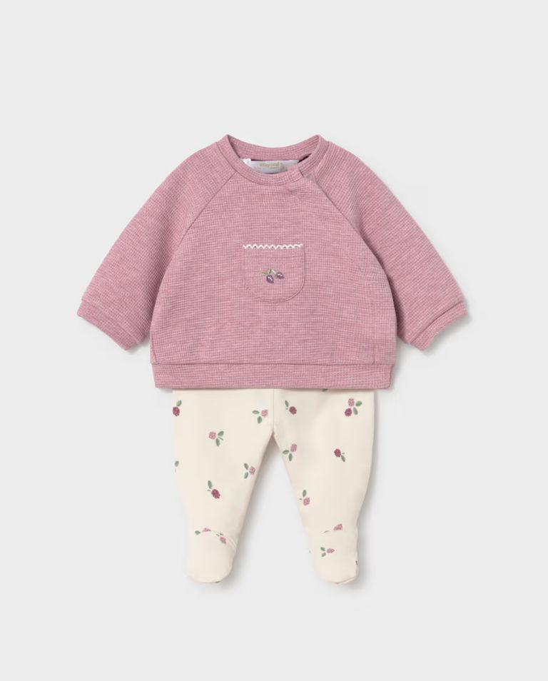 Newborn Girls Mauve Sweatshirt &amp; Leggings Set | 2514, Size: 2-4M