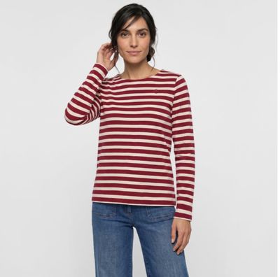 Coastal Look Ruby Red Striped Long Sleeve Top | 11105503