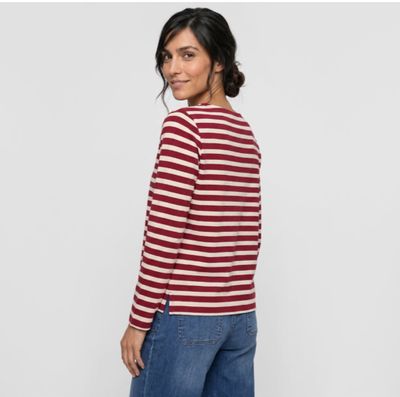 Coastal Look Ruby Red Striped Long Sleeve Top | 11105503