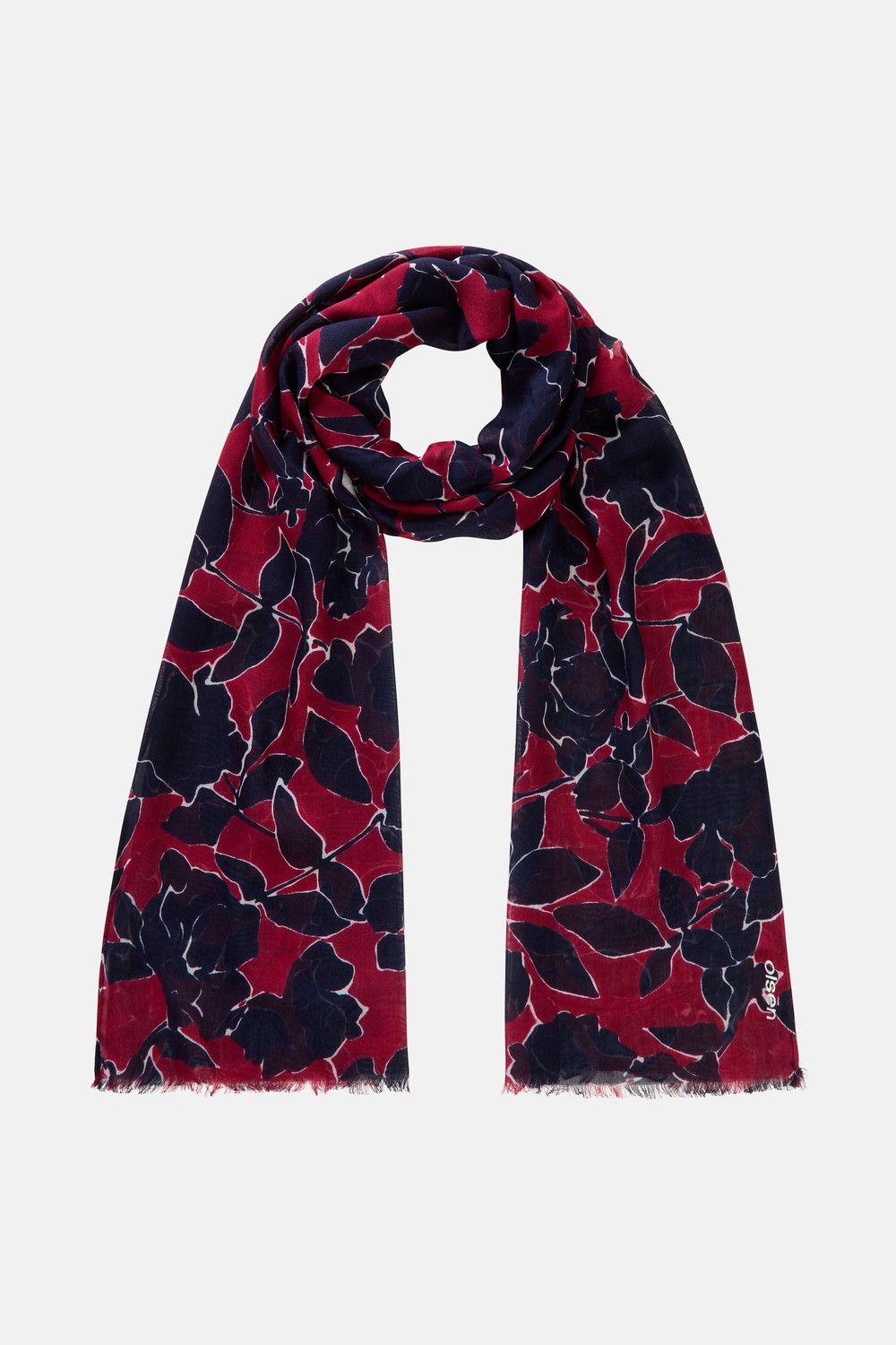 Coastal Look Ruby Red Printed Woven Scarf | 18002045