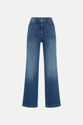 Coastal Look Wide-leg Jeans with Patch Pockets | 14002556