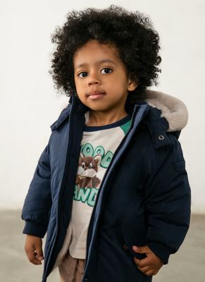 Baby Boys Blue Parka Coat | 2425