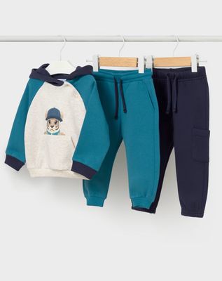 Baby Boys Blue Sweatshirt &amp; 2 Jogger Bottoms | 2834
