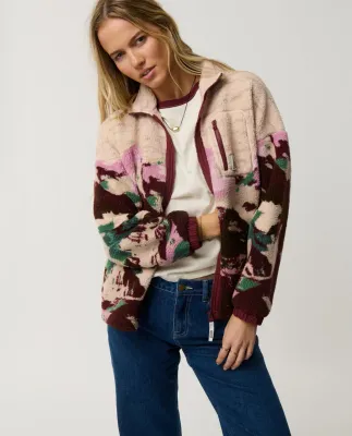 Search Series Bonded Zip Through Polar Fleece - Dark Plum
