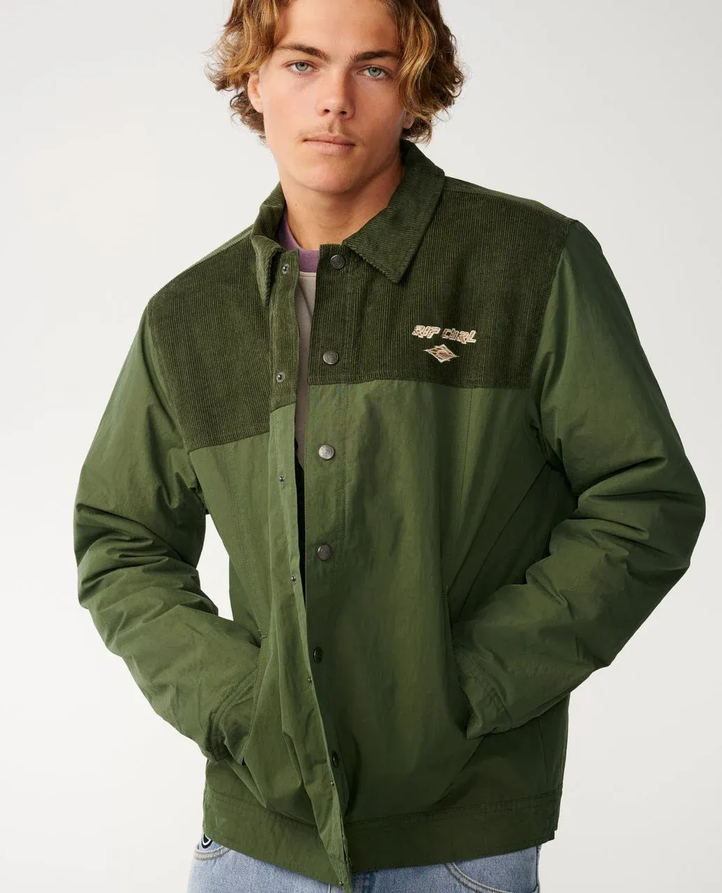 Classic Surf Cord Puffer Jacket - Dark Olive, Size: S, Style: 02AMJA