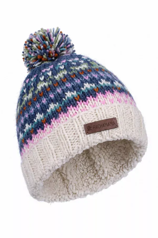 Alaska Roll Back Bobble Beanie Cream/Denim