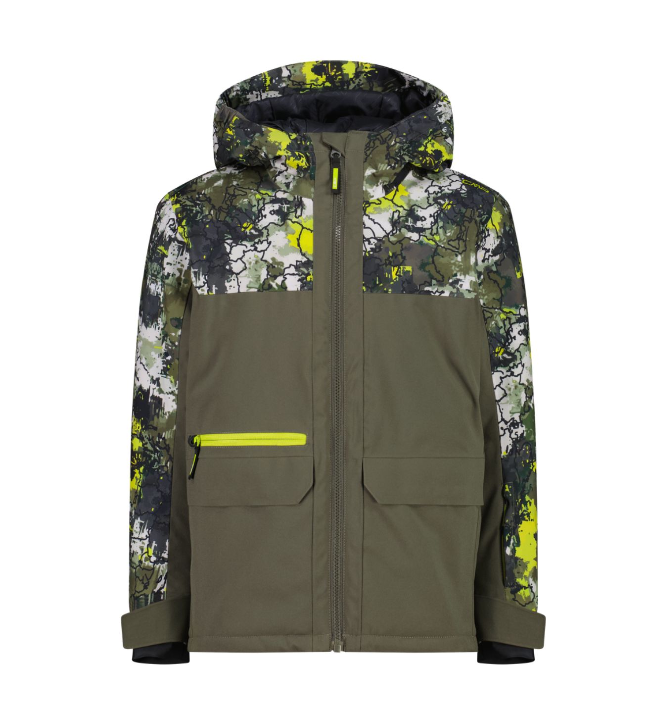 Boys Hooded Ski Jacket 36W0714P | Olive-Acido, Size: 98