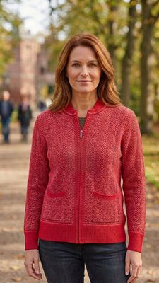 Zig-Zag Design Zipped Jacket DM189 | Poppy