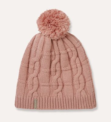 Hemsby Pink Waterproof Cold Weather Cable Knit Bobble Hat