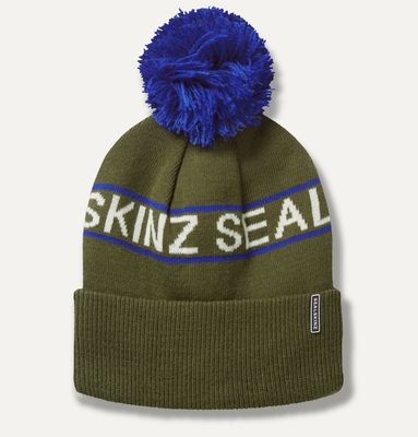 Heacham Olive/Blue Waterproof Cold Weather Icon Bobble Hat