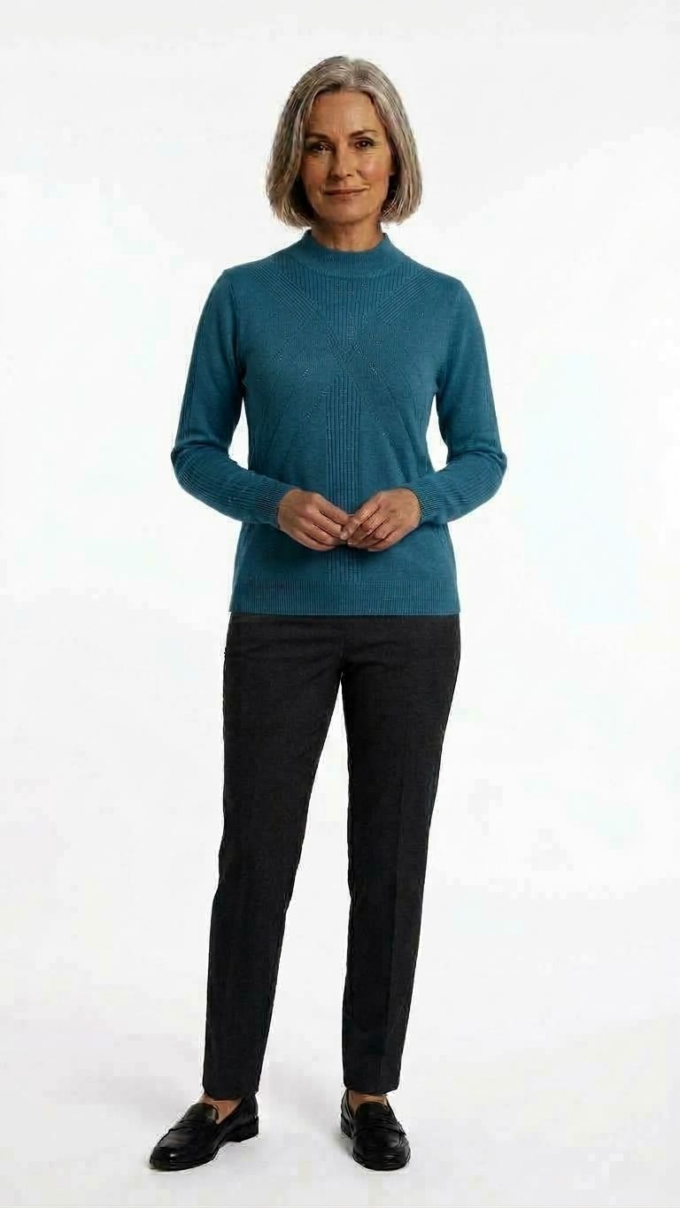 Denim Turtleneck Jumper SV382, Size: 10