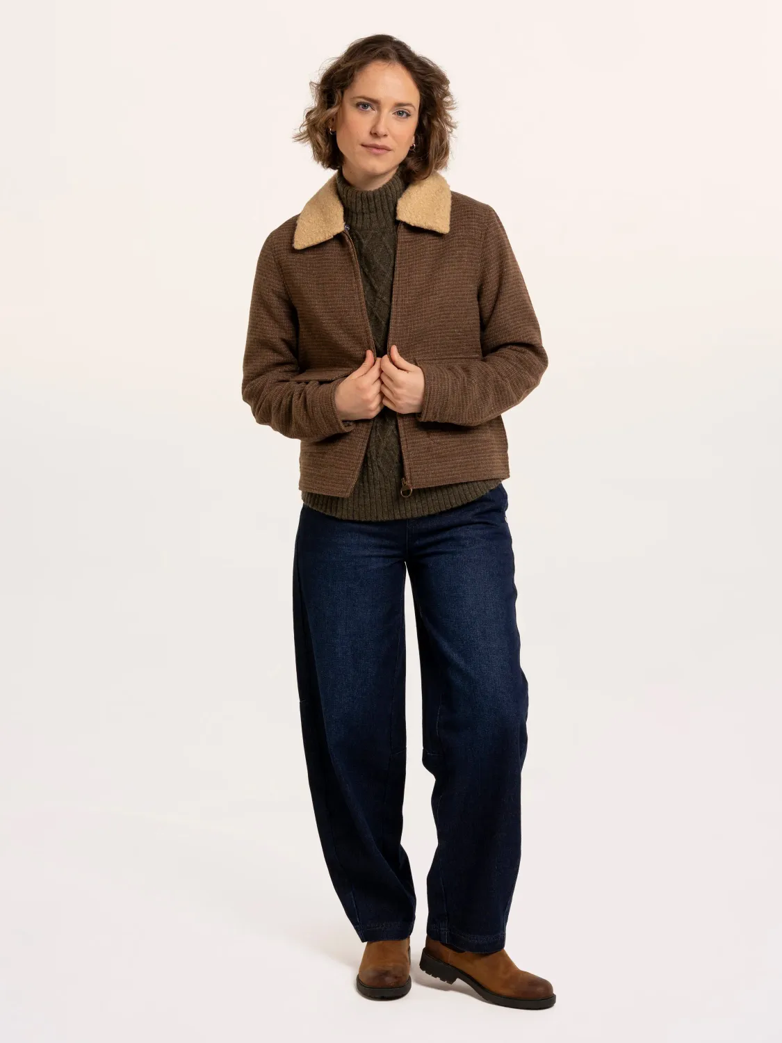Hemlock Faux Fur Collar Textured Coat, Size: 8