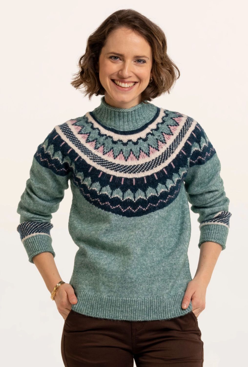 Alma Fairisle Knitted Roll Neck Jumper, Size: 8
