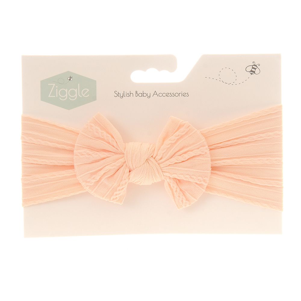 Soft Peach Top Bow Turban Headband, Style: BOW0060