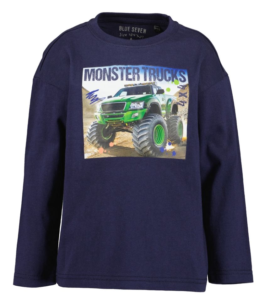 Boy's Navy Monster Truck Long Sleeve Top 850818, Size: 3Y