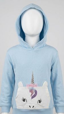 Girl's Light Blue Unicorn Hoodie 764736