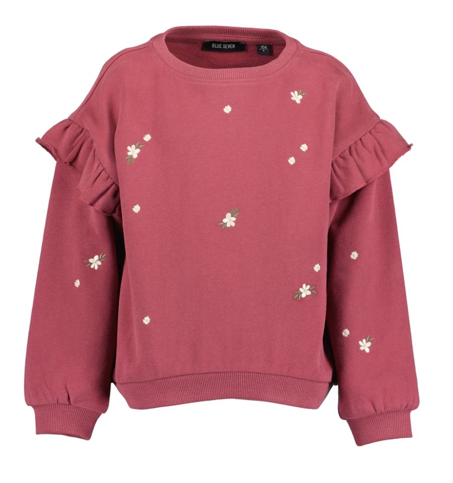 Girl's Wine Floral Embroidered Sweatshirt 764733, Size: 3Y