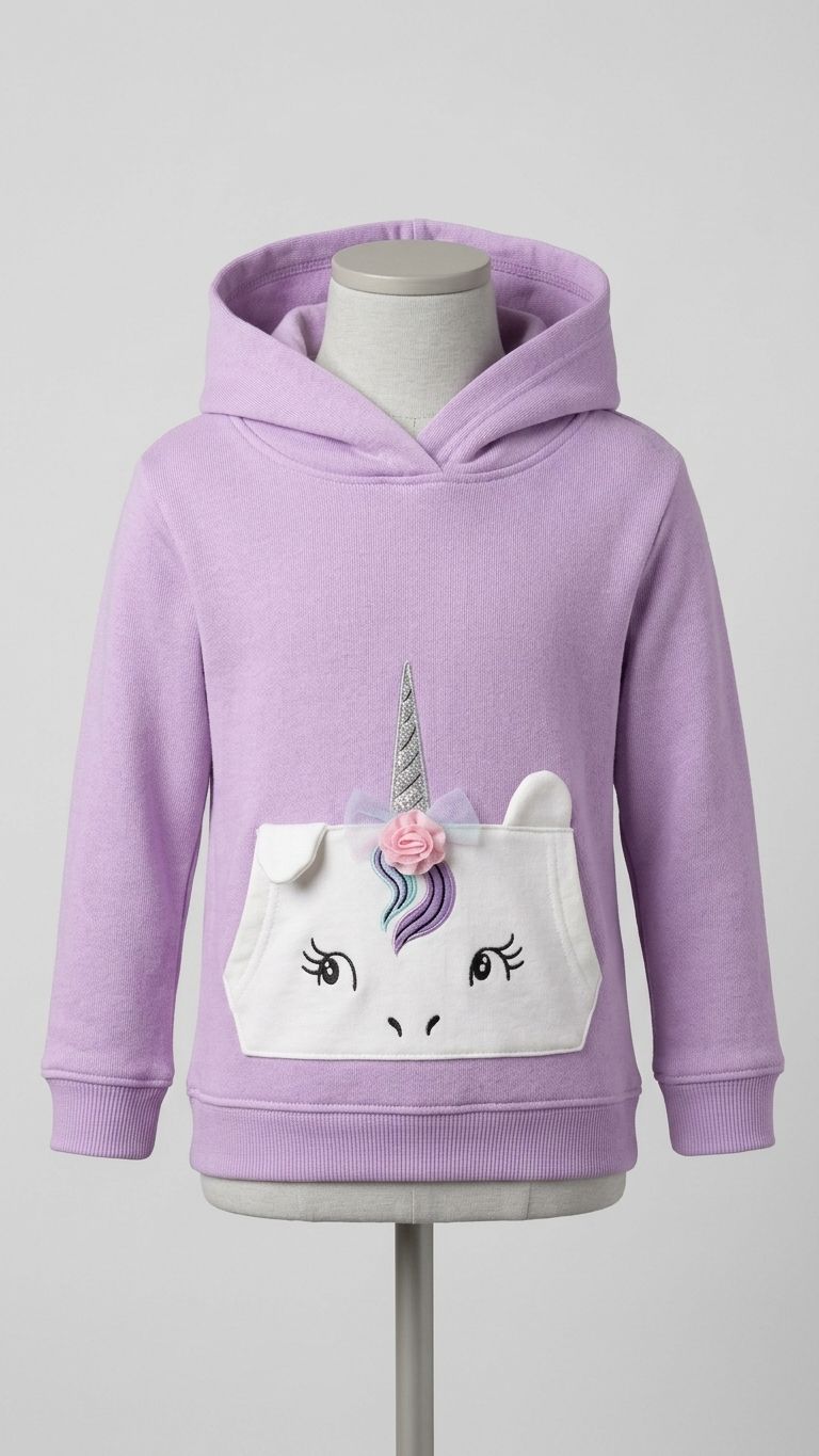 Girl's Purple Unicorn Hoodie 764736, Size: 3Y