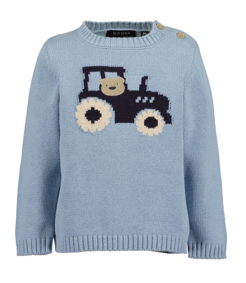 Boy's Blue Tractor Knitted Jumper 987076, Size: 6-9M