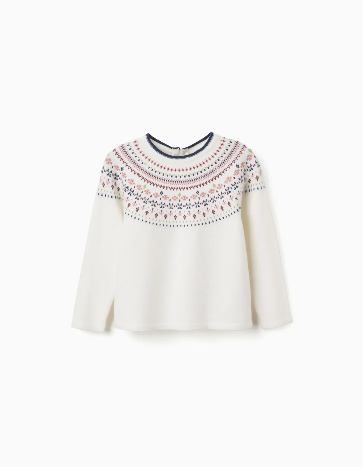 Girls White Knitted Jacquard Jumper, Size: 3/4Y, Style: 31081226041