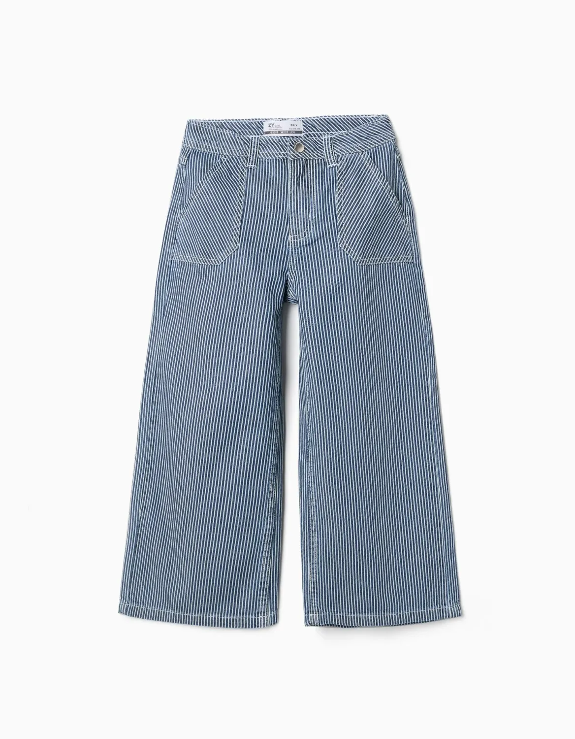 Girls Blue/White Stripe Wide Leg Jeans, Size: 3/4Y, Style: 31081004003