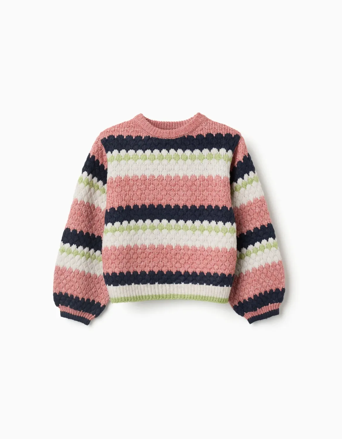 Girls Knitted Multi Colour Striped Jumper, Size: 3/4Y, Style: 31081229038