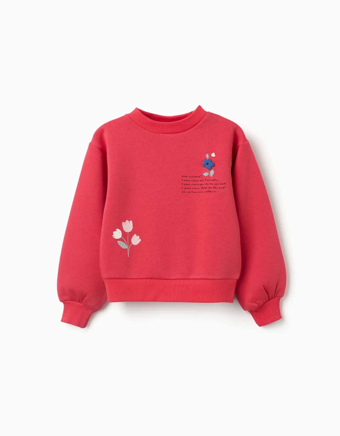 Girls Red Sweatshirt with Embossed Flower, Size: 3/4Y, Style: 31081910040