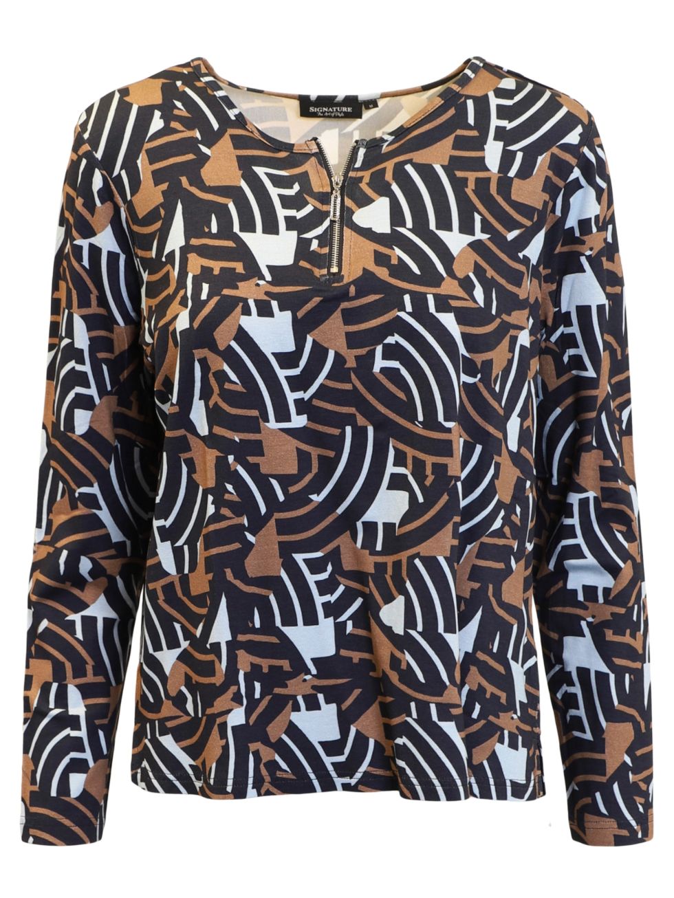Signature Zip Neck Top | Cashmere Blue | 40008, Size: S