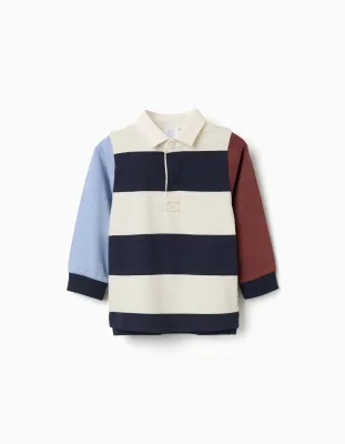 Baby Boys Blue/Brown Striped Rugby Shirt