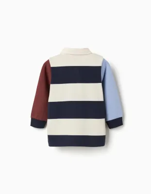 Baby Boys Blue/Brown Striped Rugby Shirt