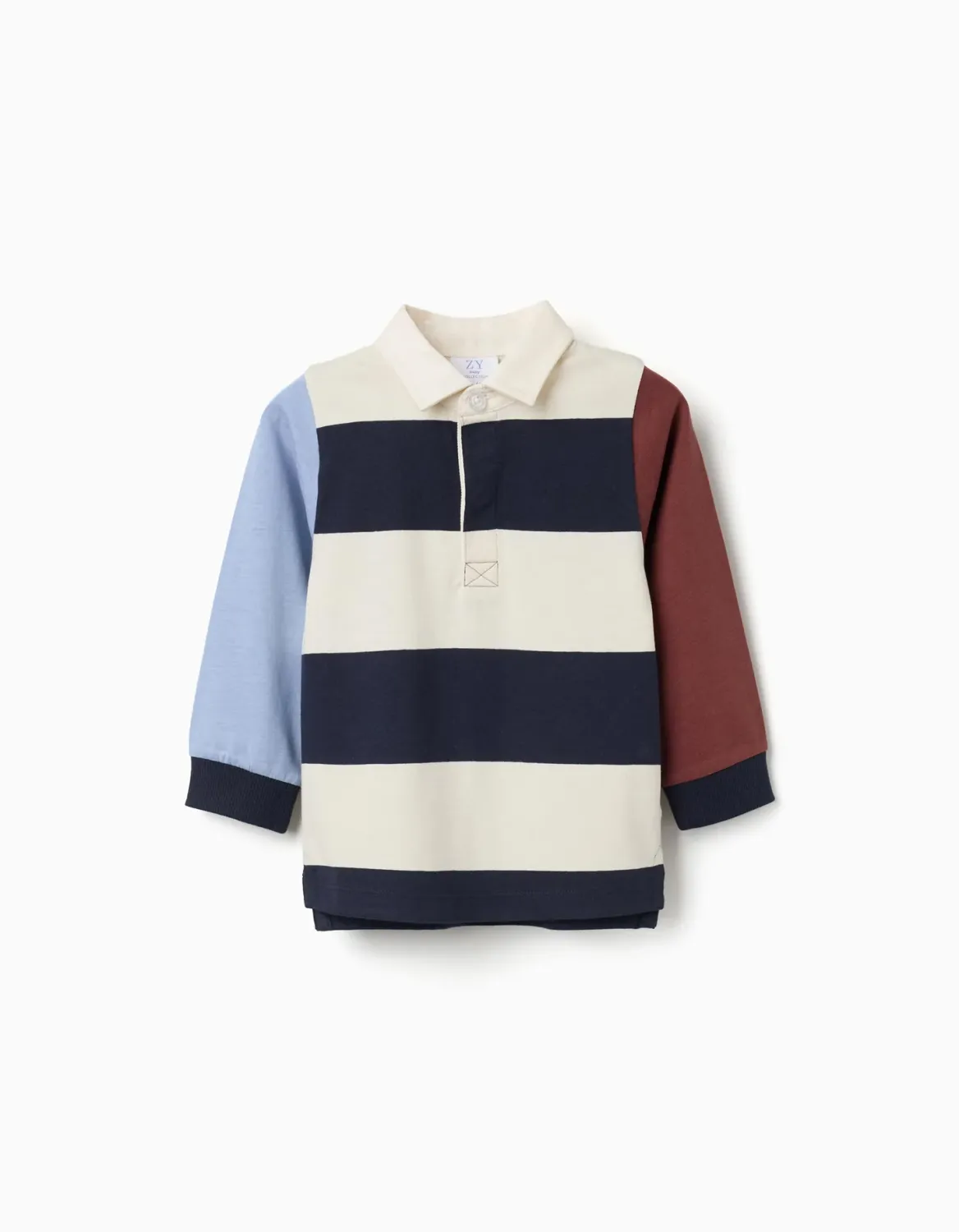 Baby Boys Blue/Brown Striped Rugby Shirt, Size: 6/9M, Style: 31081203006