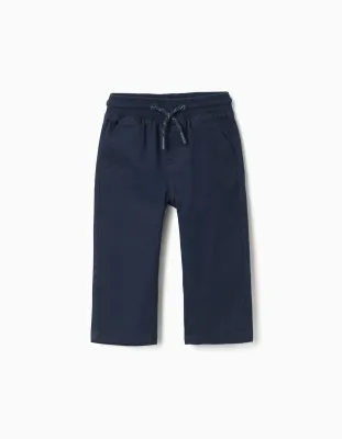 Baby Boys Navy Twill Drawstring Trousers