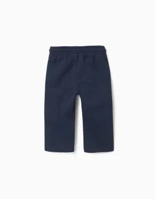 Baby Boys Navy Twill Drawstring Trousers