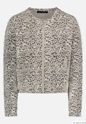Betty Barclay Animal Print Fluffy Cardigan - Grey/Taupe
