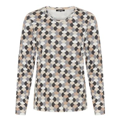 Mountain Resort Almond Beige AOP Long Sleeve Top | 11105522