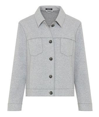 Pearl Grey Melange Short Collared Jacket | 15001706