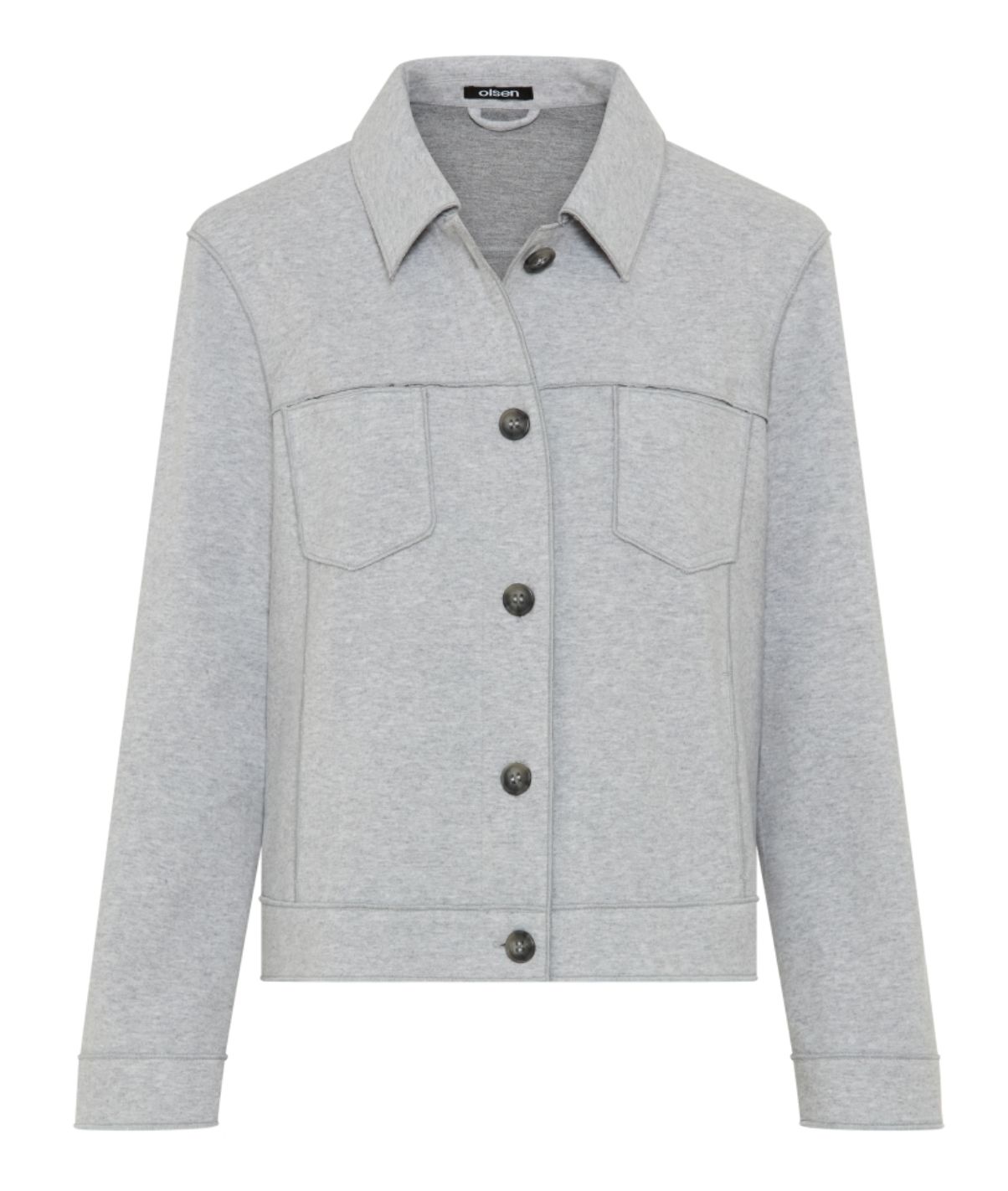 Pearl Grey Melange Short Collared Jacket | 15001706, Size: 10