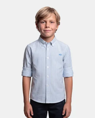 Boy's Blue Striped Oxford Shirt