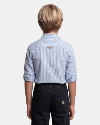 Boy's Blue Striped Oxford Shirt