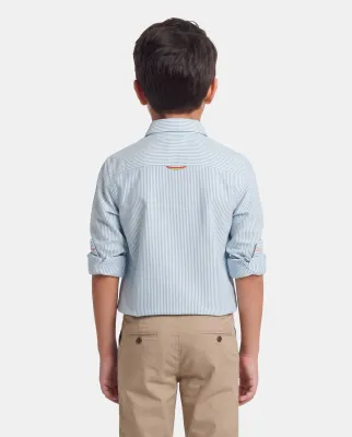 Boy's Green Striped Oxford Shirt
