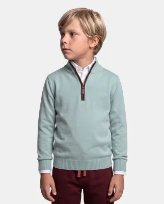 Boy's Sky Blue Padel Jersey 1/2 Zip Jumper