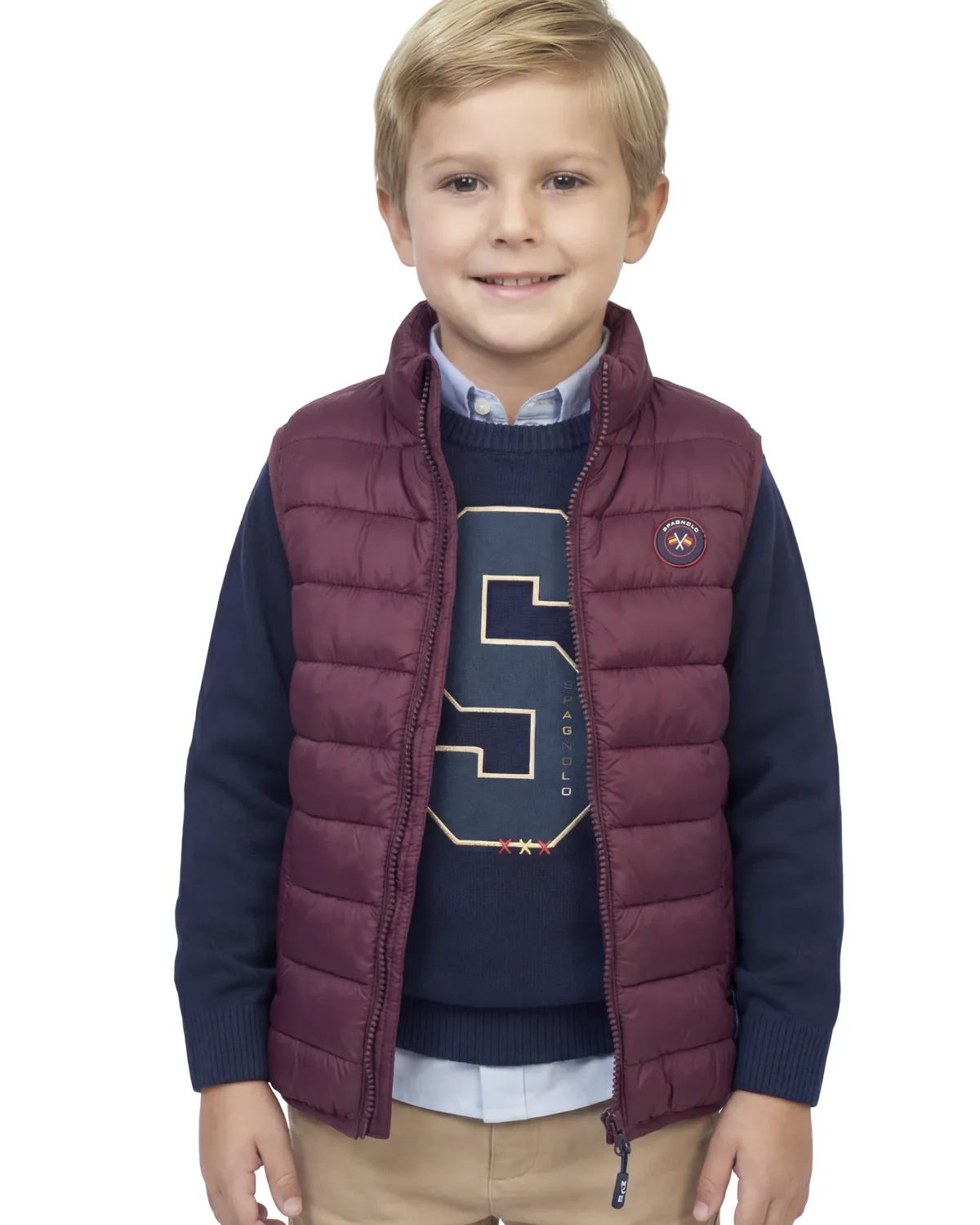 Boy's Burgundy Lightweight Padded Gilet, Size: 10Y, Style: 614436046T17