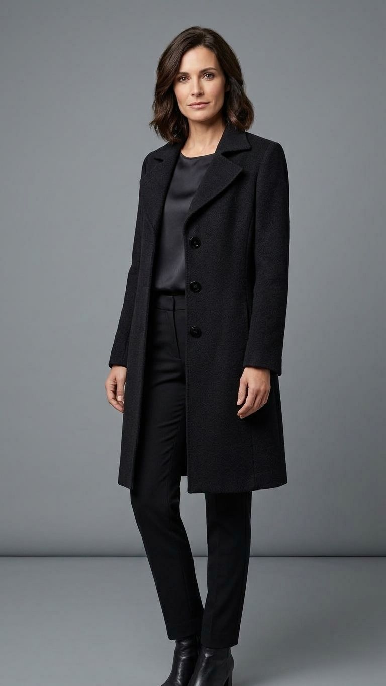 Christina Felix Black Tailored Coat, Size: 10