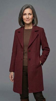 Long Belted Wine Wool Coat