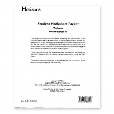 Horizons Math K Student Worksheet Packet