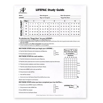 Lifepac Study Guide (Kindergarten - 12th Grade)