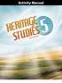 Heritage Studies Grade 5 Student Activities Manual 3rd Edition