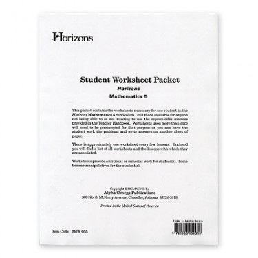 Horizons Math 5 Student Worksheet Packet